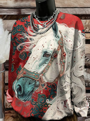 Women's Western Horse Art Sweatshirt
