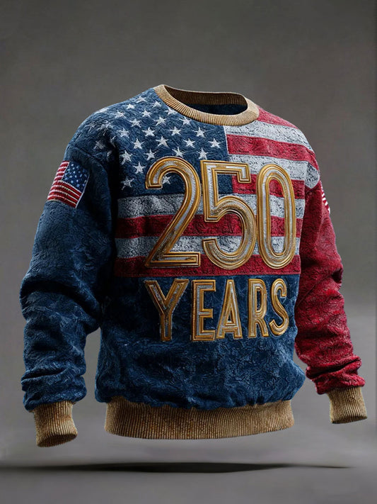 Men's American   Anniversary Printed Casual Sweatshirt