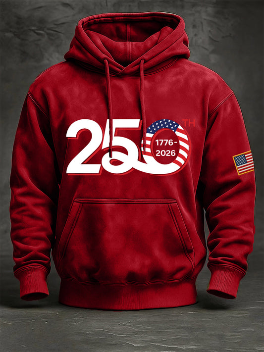 Men's United States   Anniversary Print Vintage Hoodie