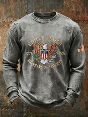 Men's United States   Waffle Print Casual T-Shirt