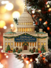 American  th Anniversary Christmas Tree Print Acrylic Decoration