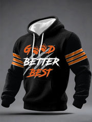 Men's Good Better Best Print Football Fans Gameday Casual Checkered  Hoodie