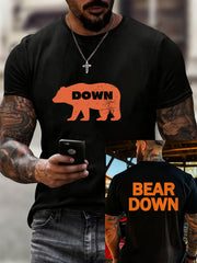 Men's Bear Down Print Football Fans Gameday Casual Tee