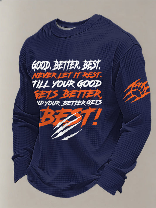 Men's Good Better Best Print Gift For Football Fans Gameday Casual Waffle Long Sleeve T-Shirt