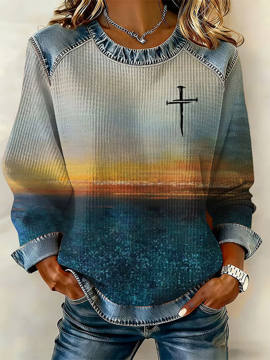 Women's Cross Print Casual Top