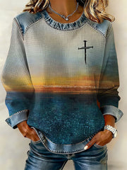 Women's Cross Print Casual Top