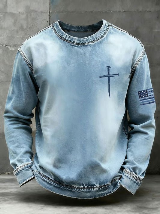 Men's Cross Print Casual Top