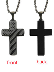 Unisex American Flag Cross Stainless Steel Necklace