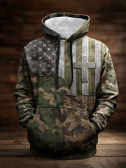 Men's Faifth Camouflage Oversized Drop-Shoulder Hoodie With Pockets