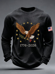 Men's America   Waffle Print Casual T-Shirt