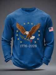 Men's America   Waffle Print Casual T-Shirt