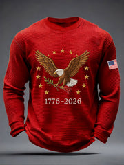 Men's America   Waffle Print Casual T-Shirt