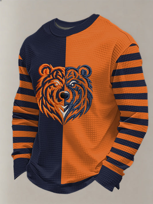Men's Bear Down Football Fans Gameday Casual Waffle Sweatshirt