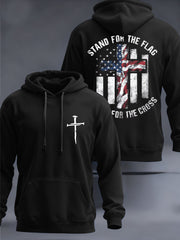 Men's American Flag Cross Patriotic Christian USA Pride Hooded Sweatshirt