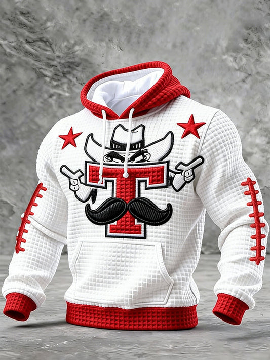 Men's Football Print Checkered Cotton Hoodie