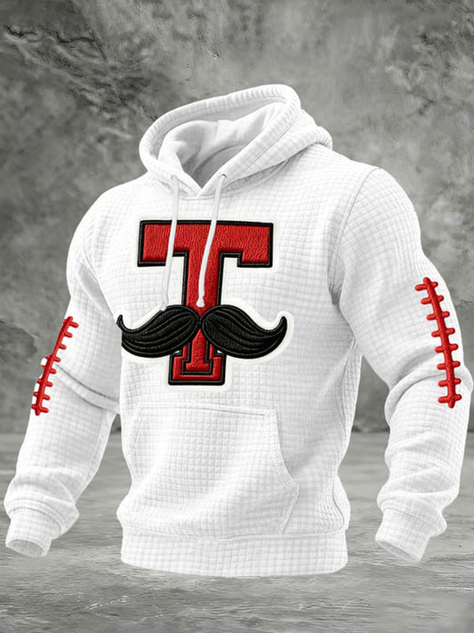 Men's Football Print Checkered Cotton Hoodie