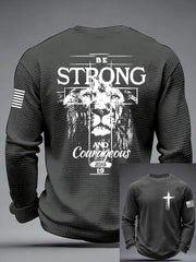 Men's Christian Cross Be strong and courageous sign Joshua 1:9  Waffle Long Sleeve T-Shirt