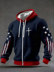 Men's Jesus The Way The Truth The Life John 14:6 Christian Cross Checkered Cotton Hoodie
