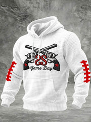 Men's Retro Football Print Checkered Cotton Hoodie