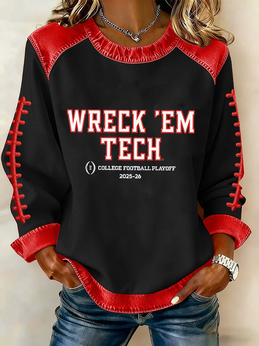 Women's Wreck 'Em Tech Retro Football Pri Top