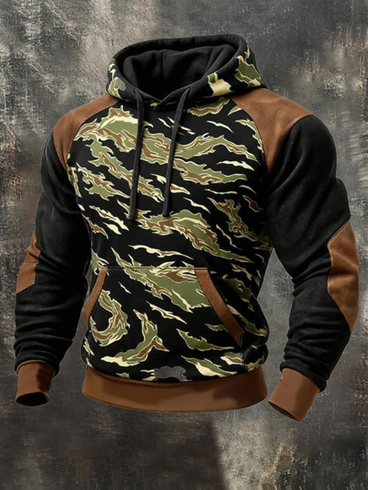 Men's Camouflage Oversized Drop-Shoulder Hoodie With Pockets