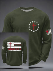 Men's Faith Cross NATION ONETUNDEROF GOD Waffle Long Sleeve T-Shirt