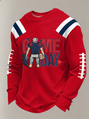 Men's Patriots Football Gameday Print Football Fans Gift Casual Waffle Sweatshirt