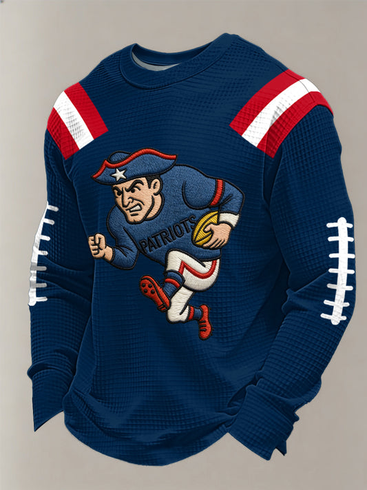 Men's Patriots Football Gameday Print Football Fans Gift Casual Waffle Sweatshirt