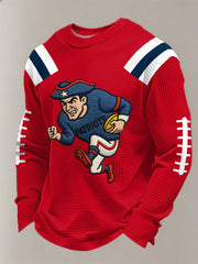 Men's Patriots Football Gameday Print Football Fans Gift Casual Waffle Sweatshirt