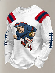 Men's Patriots Football Gameday Print Football Fans Gift Casual Waffle Sweatshirt