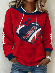 Women's Patriots Football Gameday Print Football Fans Gift Casual Waffle Hoodie