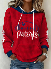 Women's Patriots Football Gameday Print Football Fans Gift Casual Waffle Hoodie