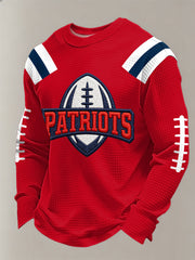Men's Patriots Football Gameday Print Football Fans Gift Casual Waffle Sweatshirt