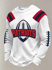 Men's Patriots Football Gameday Print Football Fans Gift Casual Waffle Sweatshirt