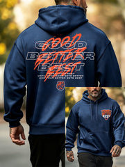 Men's  Good Better Best Print Football Fans Gameday Casual Hoodie