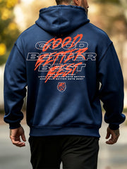 Men's  Good Better Best Print Football Fans Gameday Casual Hoodie