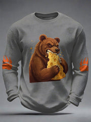 Men's Bears Eating Cheese Football Lover Printed Waffle Tops