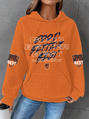 Women's Good Better Best Print Football Fans Gameday Casual Waffle Hoodie