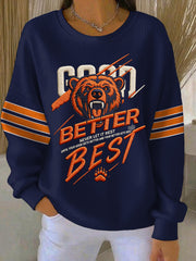 Women's Good Better Best Print Football Fans Gameday Casual Sweatshirt