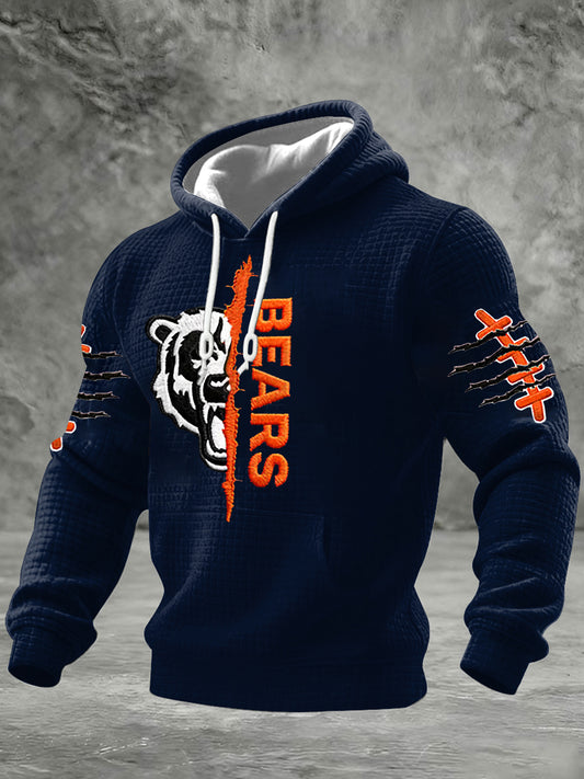 Men's Football Fans Gameday Casual Checkered Cotton Hoodie