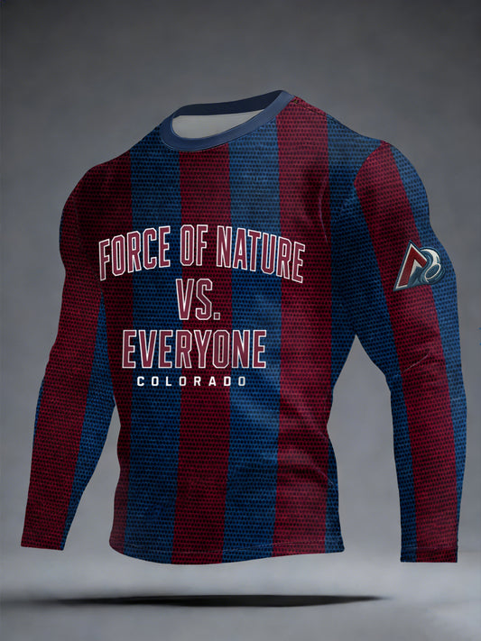 Men's Ice Hockey Print Casual long sleeve round neck T-shirt