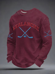 Men's Ice Hockey Print Casual Waffle Sweatshirt