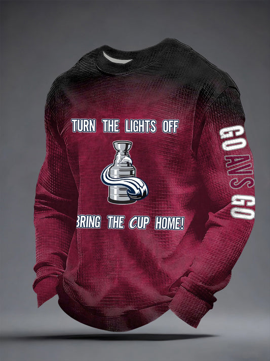 Men's Ice Hockey Print Waffle Long Sleeve Sweatshirt