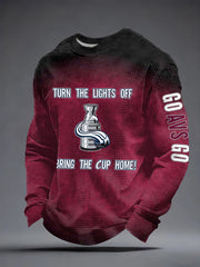 Men's Ice Hockey Print Waffle Long Sleeve Sweatshirt