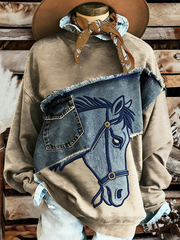 Women's Western Horse Regular Sweatshirt