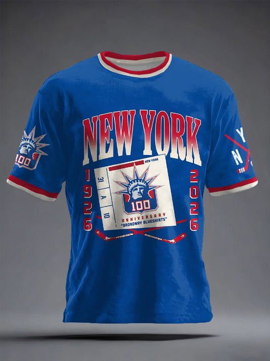 Men's New York Ice Hockey Print short sleeves t-shirt