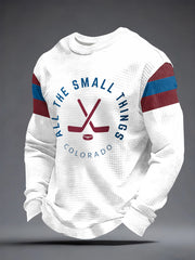 Men's Ice Hockey Print Waffle Long Sleeve Sweatshirt