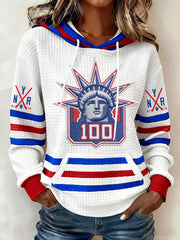 Women's New York Ice Hockey Print Waffle hooded sweatshirt