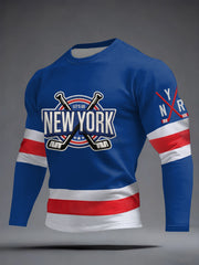 Men's New York Ice Hockey Print Long Sleeve T-shirt