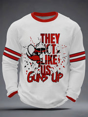 Men's Retro Football Print Waffle Long Sleeve T-Shirt